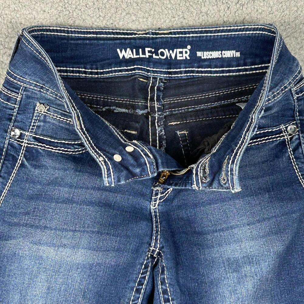 Wallflower Womens The Luscious Curvy Bootcut Jeans 1 Regular Blue Denim Classic - Picture 7 of 13